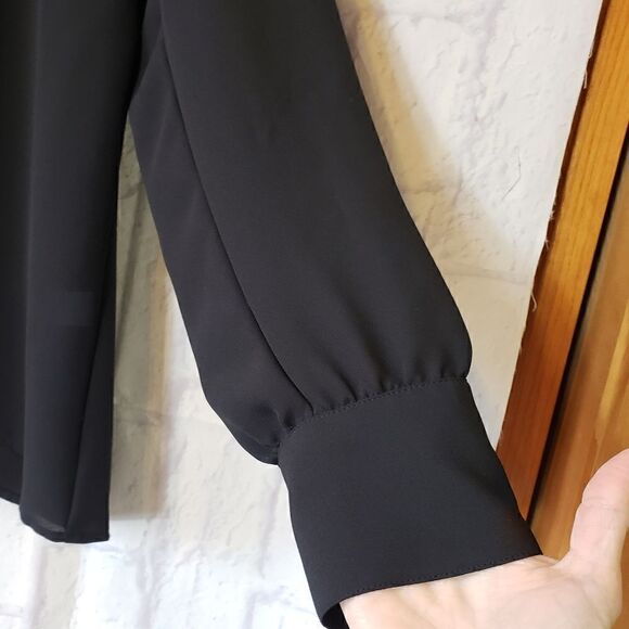 J. JILL Ruffle Front Semi-Sheer Button-down Blouse - Picture 2 of 7